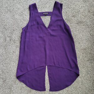 Express Women's Split Back Sleeveless Chiffon Tank Top Blouse Purple Size XS
